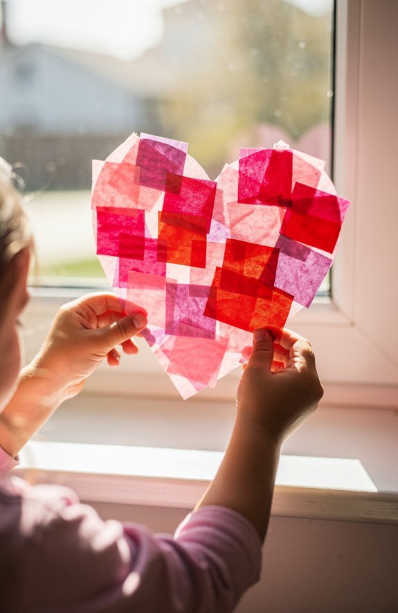 colorful tissue glass heart