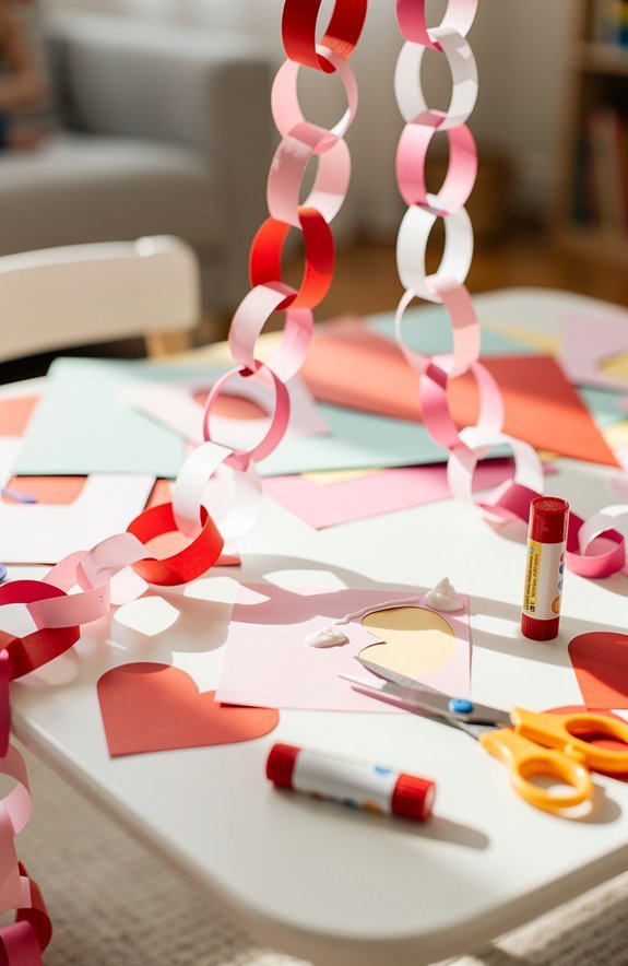 folded heart paper chain