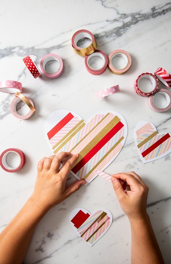 glue free washi tape valentines