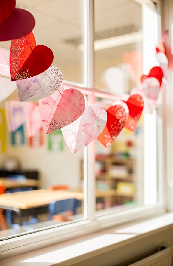 gratitude hearts decorate classroom