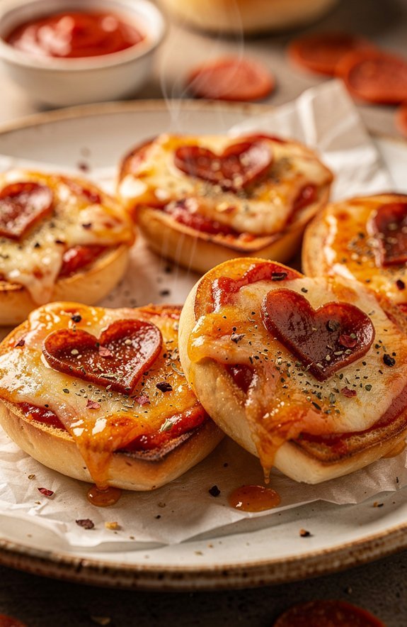 heart shaped mini pepperoni bagels