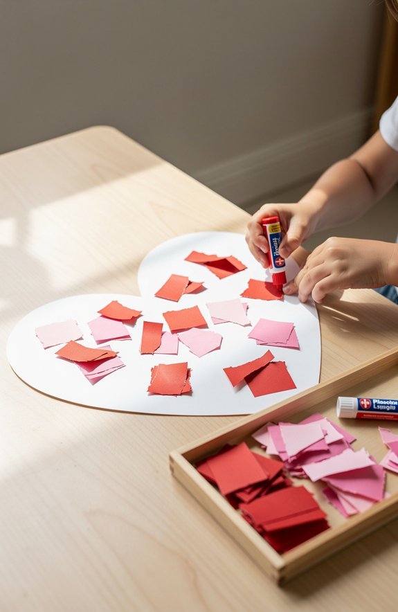 heart shaped ripped paper mosaic