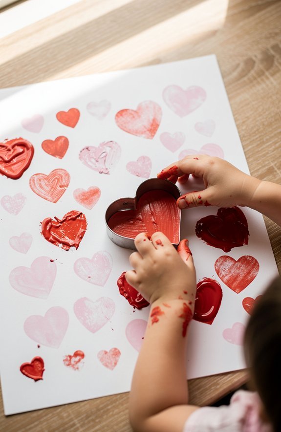 heart stamping with paint