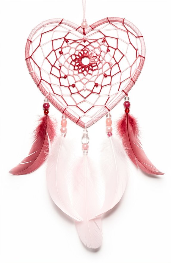 kids weaving heart dreamcatchers