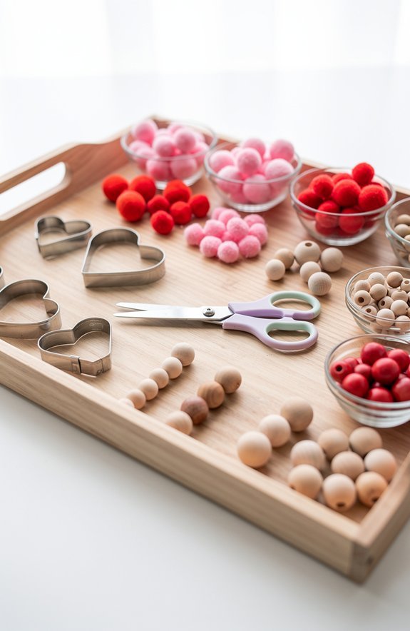 montessori valentine tray supplies