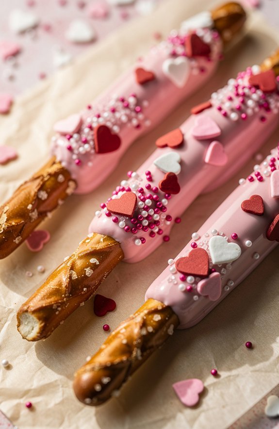 pink chocolate dipped valentine s pretzels