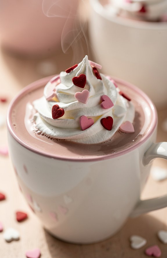 pink cocoa with hearts