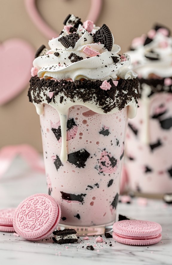 pink oreo cookies milkshake
