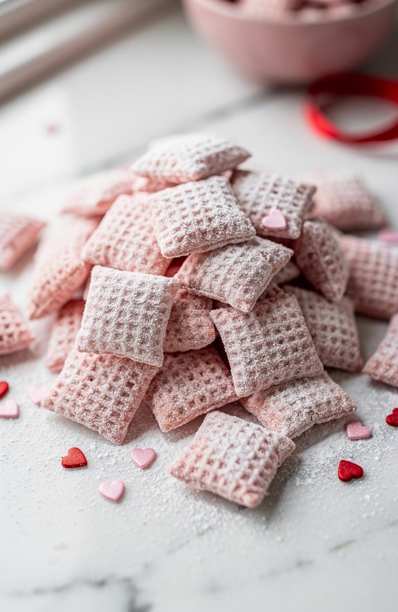 pink valentine s chex snack
