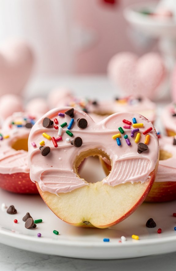 pink yogurt frosted heart donuts