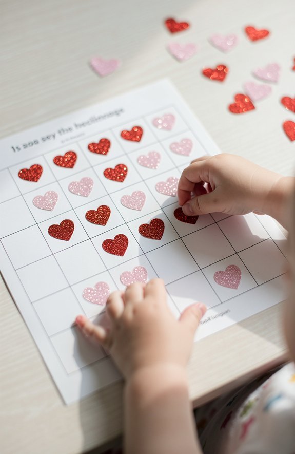 roll and stick hearts for math