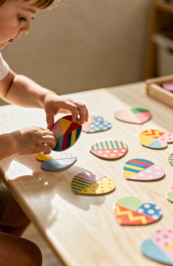 split hearts matching game