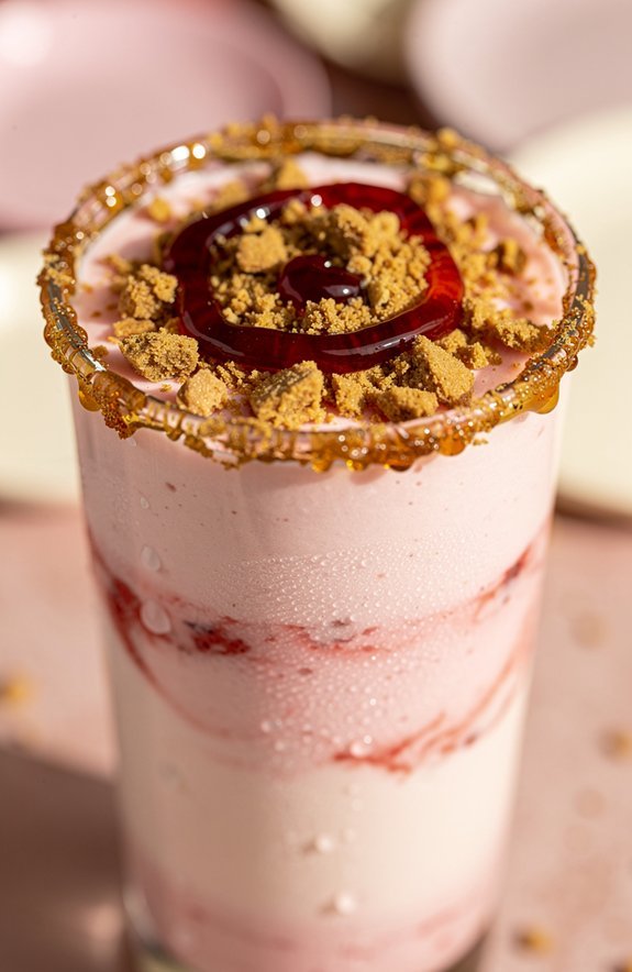 strawberry cheesecake milkshake crumbs