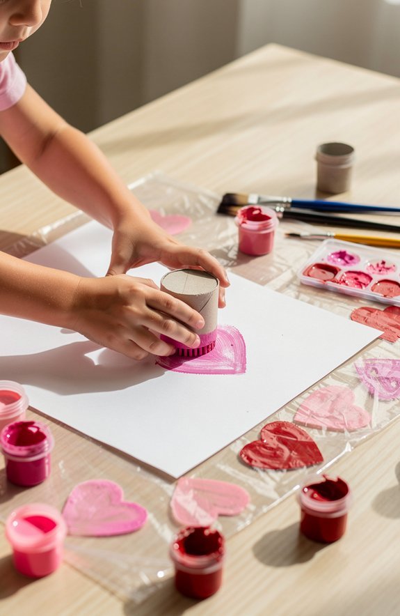 toilet roll heart stamps