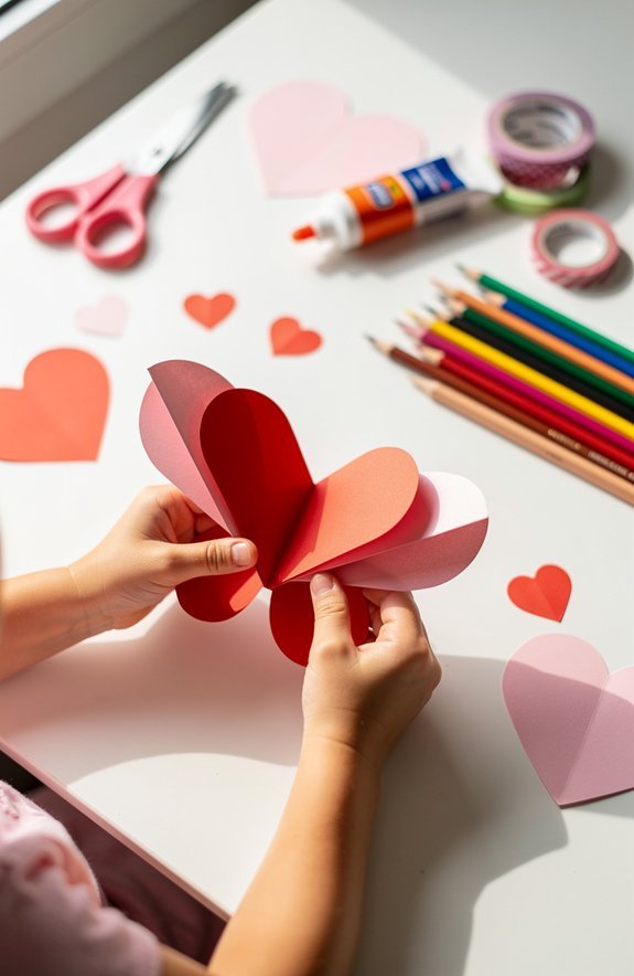 two hearts form butterfly