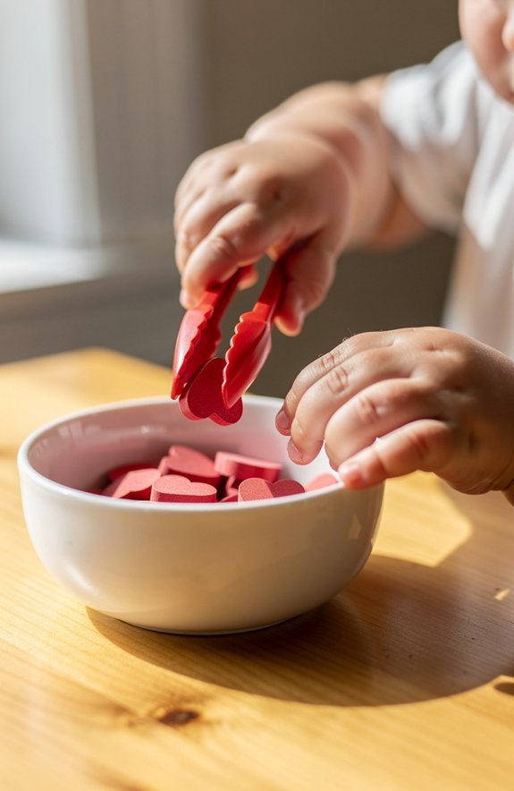 valentine erasers and tongs