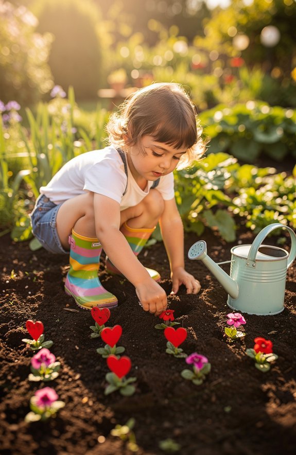 valentine garden with kids