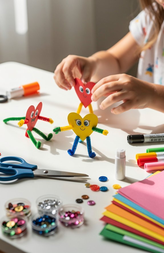 wiggly pipe cleaner heart friends