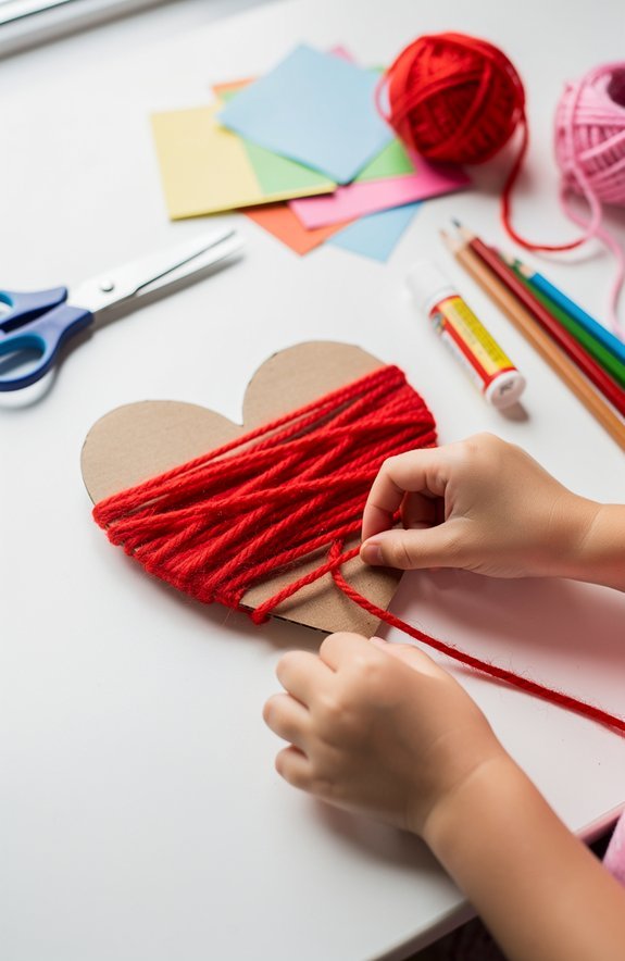yarn heart weaving texture